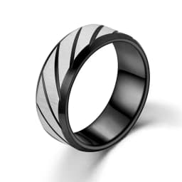 8Mm Fashion Frosted Wave Carved Matter Knuckle Ring For Men Blue Stainless Steel Wheel Twill Male Ring Jewelryanillo Hombre