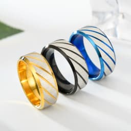 8Mm Fashion Frosted Wave Carved Matter Knuckle Ring For Men Blue Stainless Steel Wheel Twill Male Ring Jewelryanillo Hombre