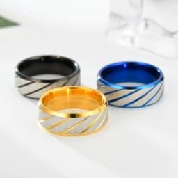8Mm Fashion Frosted Wave Carved Matter Knuckle Ring For Men Blue Stainless Steel Wheel Twill Male Ring Jewelryanillo Hombre
