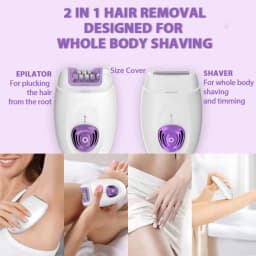 Rechargeable 2 in 1 Epilator & Electric Shaver for Facial Whole Body Hair Removal 32 Tweezers Smooth Skin 2 Speeds Hair Removal