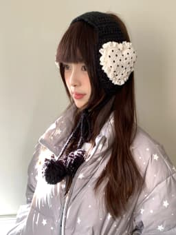 Korean Style Sweet Love Polka Dot Plush Earmuffs For Women Thickened Cold-Proof Ear Cover In Winter