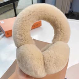 Ear Muffs For Women Winter EarWarmers Soft Warm Cable Furry Real Rex Rabbit Ear Covers For Cold Weather