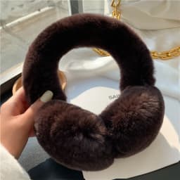 Winter Ear Muffs For Women Winter EarWarmers Soft Warm Cable Furry Real Rex Rabbit Ear Covers For Cold Weather