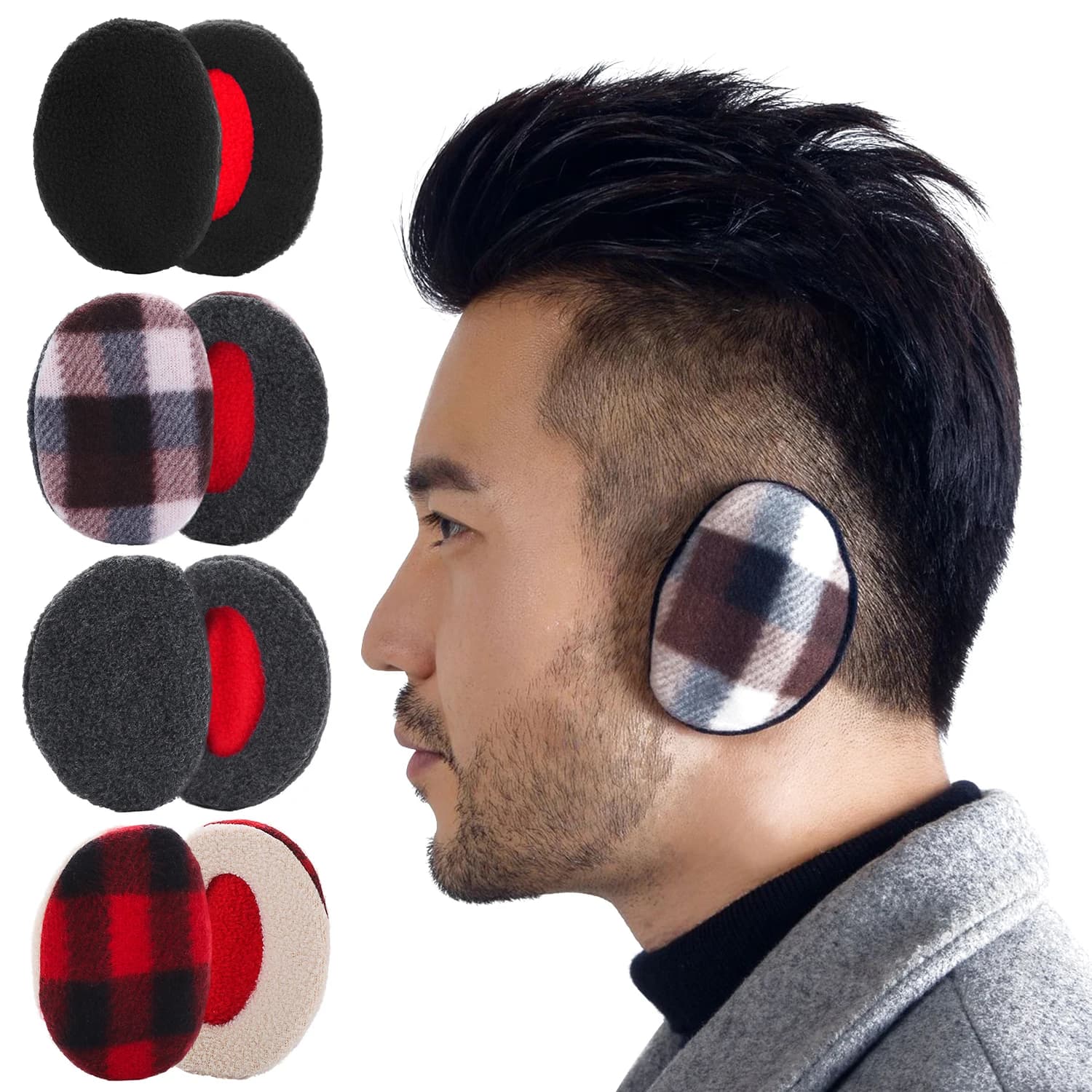 1Pair Winter Thick Warm Bandless Ear Muffs ​Fleece Ear Muffs Ear Covers Women Men Kids Ourdoor Cold Weather Windproof Ear Warmer