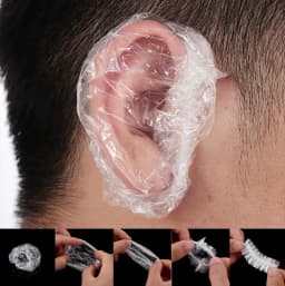 100Pcs Transparent Disposable Ear Cover Waterproof One-off Earmuffs Ear Protector Caps Plastic Bag Bath Shower Hair Dyeing Tool