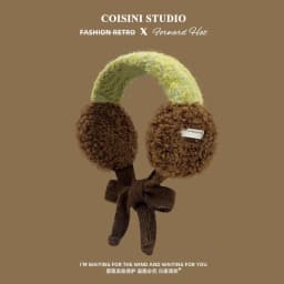 Korean Ins Contrasting Color Straps Earmuffs for Women Winter Fashion Versatile Thermal Ear Protectors Plush Pullover Hats