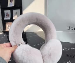 Real Rex Rabbit Fur Earmuffs for Women Winter Ear Warmers Soft Warm Furry Ear Muffs for Cold Weather