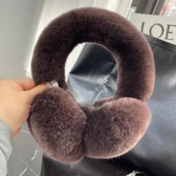 Real Rex Rabbit Fur Earmuffs for Women Winter Ear Warmers Soft Warm Furry Ear Muffs for Cold Weather