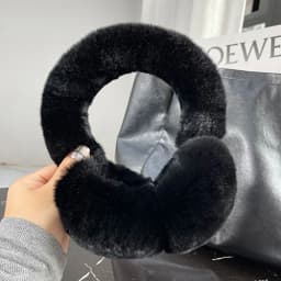Real Rex Rabbit Fur Earmuffs for Women Winter Ear Warmers Soft Warm Furry Ear Muffs for Cold Weather
