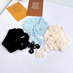 Ins Mori Cute Flower Design Knitted Lace-up Earmuffs for Women Autumn and Winter Travel Warm Versatile Sweet Pullover Hats
