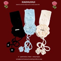 Ins Mori Cute Flower Design Knitted Lace-up Earmuffs for Women Autumn and Winter Travel Warm Versatile Sweet Pullover Hats