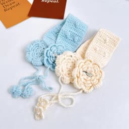 Ins Mori Cute Flower Design Knitted Lace-up Earmuffs for Women Autumn and Winter Travel Warm Versatile Sweet Pullover Hats