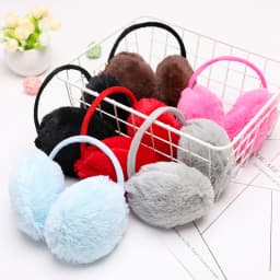 Winter Warm Ear Muffs Women Girls Fluffy Fold Burger Shape Children Headphone Earmuffs Soft Cashmere Solid Cute Warmer Earlap