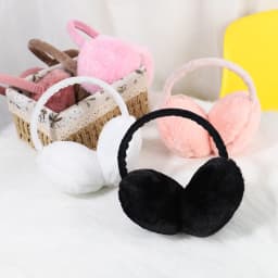 Winter Warm Ear Muffs Women Girls Fluffy Fold Burger Shape Children Headphone Earmuffs Soft Cashmere Solid Cute Warmer Earlap