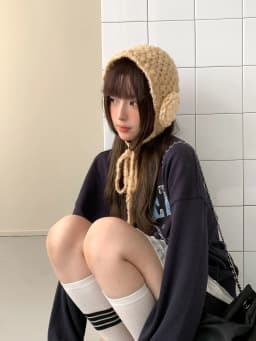 Sweet And Lovely Three-Dimensional Flower Knitted Handmade Women's Autumn And Winter Atmosphere Warm Earmuffs