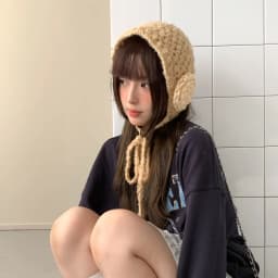 Sweet And Lovely Three-Dimensional Flower Knitted Handmade Women's Autumn And Winter Atmosphere Warm Earmuffs
