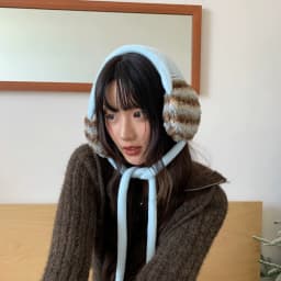 Korean Sweet Pink Hand-knitted Plush Earmuffs for Women Autumn and Winter Travel To Keep Warm and Versatile Hair Accessories