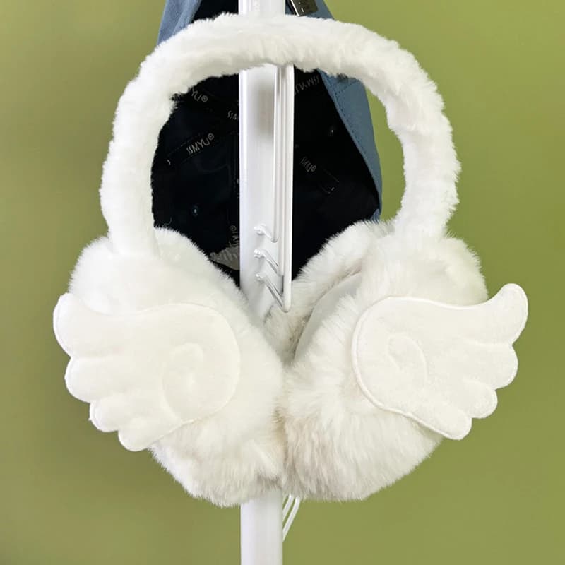 Y2K Angel Wing Soft Plush Ear Keep Warmer Winter Earmuffs For Women Outdoor Earflap Protection Ear Cover