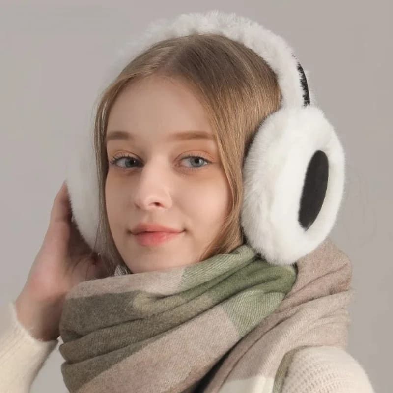 Soft Plush Ear Keep Warmer Winter Thicken Fluffy Plush Earmuffs Solid Fashion Outdoor Earflap Protection Foldable Ear Cover