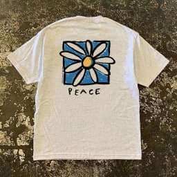 Pure Cotton 260g Heavyweight Short Sleeve T-Shirt Couple Style Unisex Peace Flower Hong Kong Style Small Chen Story Multi