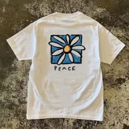 Pure Cotton 260g Heavyweight Short Sleeve T-Shirt Couple Style Unisex Peace Flower Hong Kong Style Small Chen Story Multi