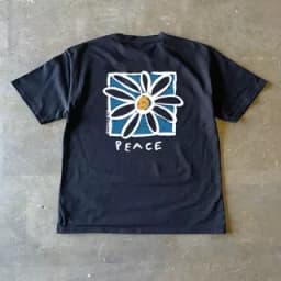 Pure Cotton 260g Heavyweight Short Sleeve T-Shirt Couple Style Unisex Peace Flower Hong Kong Style Small Chen Story Multi