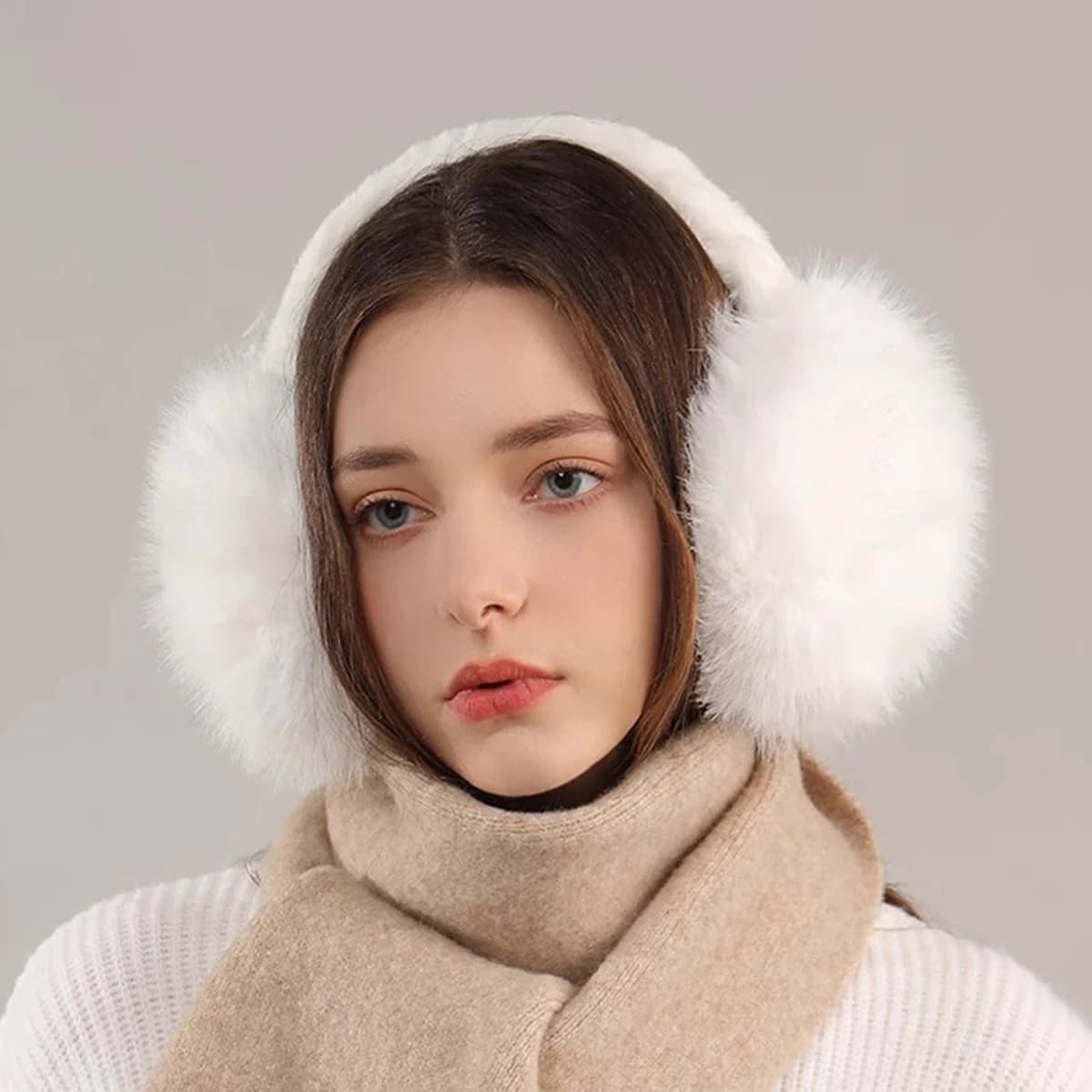 1pc Solid color Earmuffs Unisex Winter Foldable Earmuffs Plush Faux Fur Ear Muffs Warmers for Women and Men Ear Protection Cover