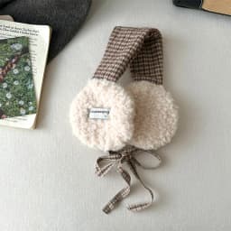 Retro Plaid Earmuffs For Women New Winter Style For Outdoor Cold Protection Thickened Warm Earmuffs With Straps For
