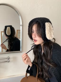 Kiki Hop Plued Ear Caps Winter Guard Warm Thumbs Slip for School Cute L Lambda Ngy Wool Earphone Covers Fastener on Earphone