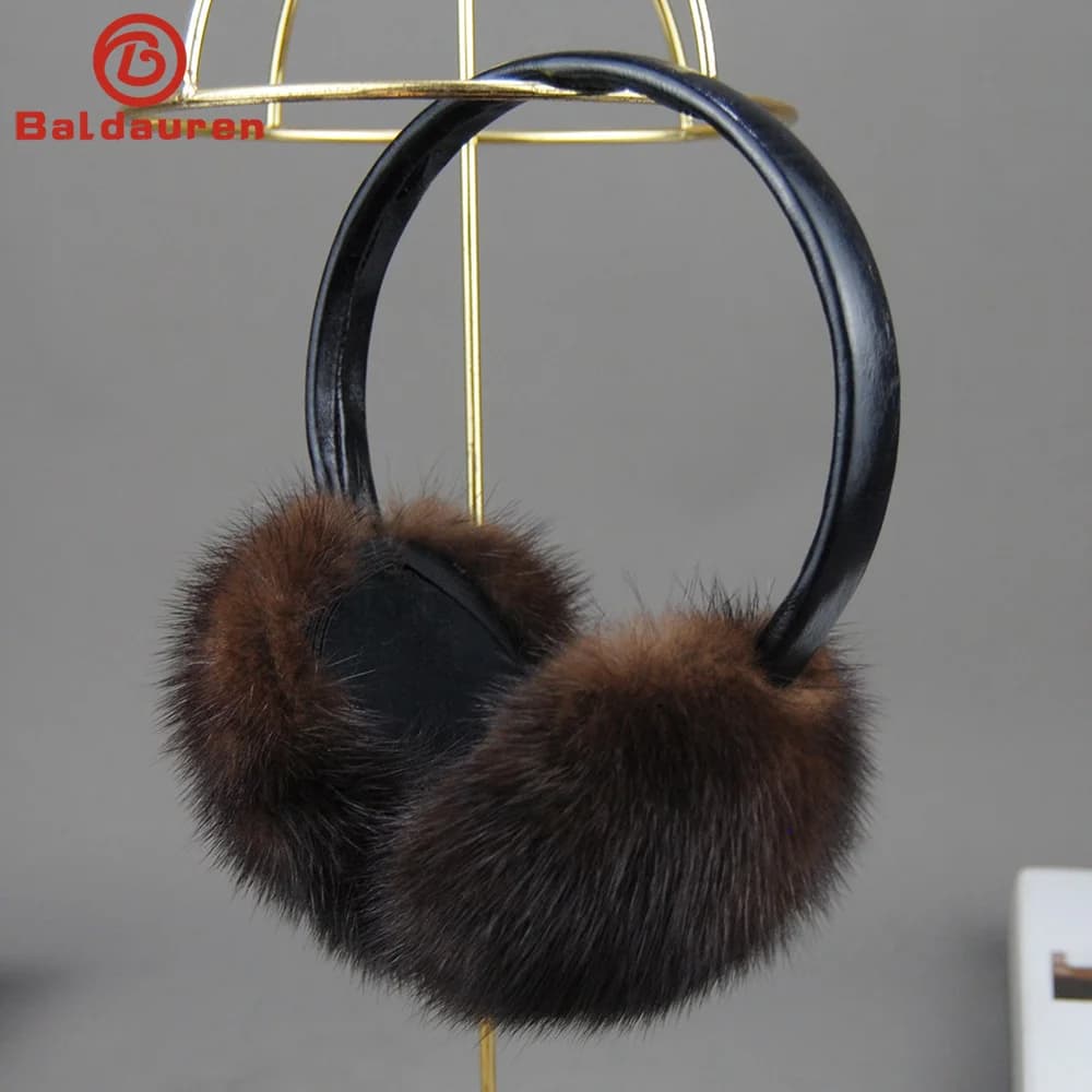 New Winter Luxury Women Warm 100% Real Natural Mink Fur Earmuff Outdoor Fashion Mink Fur Earmuffs Girl Winter Ear Protection