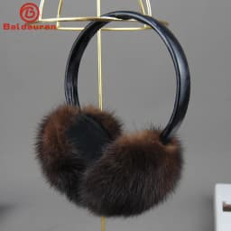 New Winter Luxury Women Warm 100% Real Natural Mink Fur Earmuff Outdoor Fashion Mink Fur Earmuffs Girl Winter Ear Protection