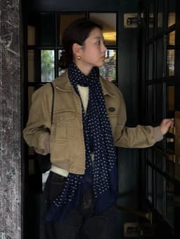 Retro Artistic Deep Blue Cotton Linen Polka Dot Scarf Women's Thin Spring Autumn Atmosphere Korean Style Long Neck Warmer Sil...