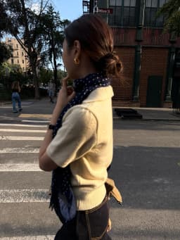Retro Artistic Deep Blue Cotton Linen Polka Dot Scarf Women's Thin Spring Autumn Atmosphere Korean Style Long Neck Warmer Sil...