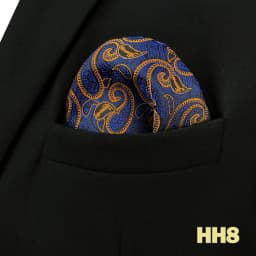 Mens Navy Blue Pocket Square Handkerchief Dark Royal Blue Paisley Floral Suit Pocket Towel Hanky Business Wedding Accessories