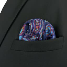 Mens Navy Blue Pocket Square Handkerchief Dark Royal Blue Paisley Floral Suit Pocket Towel Hanky Business Wedding Accessories