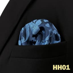Mens Navy Blue Pocket Square Handkerchief Dark Royal Blue Paisley Floral Suit Pocket Towel Hanky Business Wedding Accessories