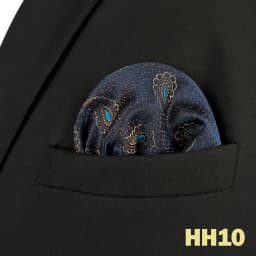 Mens Navy Blue Pocket Square Handkerchief Dark Royal Blue Paisley Floral Suit Pocket Towel Hanky Business Wedding Accessories