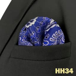 Mens Navy Blue Pocket Square Handkerchief Dark Royal Blue Paisley Floral Suit Pocket Towel Hanky Business Wedding Accessories
