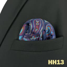 Mens Navy Blue Pocket Square Handkerchief Dark Royal Blue Paisley Floral Suit Pocket Towel Hanky Business Wedding Accessories