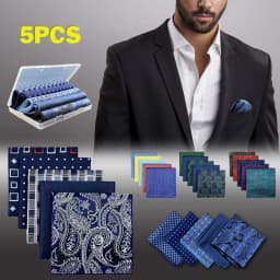 5 Pieces Classic Mens Pocket Square Set Handkerchief Assorted Suit Hanky Multi Designs Business Wedding Formal Gift Dropshipping