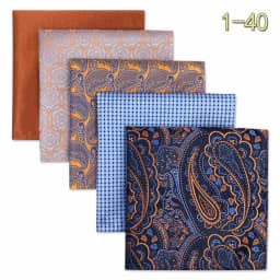 5 Pack Set Mens Pocket Square Handkerchief Multiple Designs Paisley Floral Solid Color Suit Towel Hanky Gentlemen Party Prom