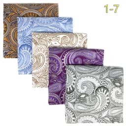 5 Pack Set Mens Pocket Square Handkerchief Multiple Designs Paisley Floral Solid Color Suit Towel Hanky Gentlemen Party Prom