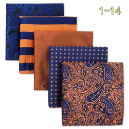 5 Pack Set Mens Pocket Square Handkerchief Multiple Designs Paisley Floral Solid Color Suit Towel Hanky Gentlemen Party Prom