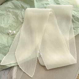 Fashionable Korean Style Pure Color Long Rectangle Silk Scarf Spring Summer Small Bowtie Wrap Versatile Pleated Trendy Neck W...