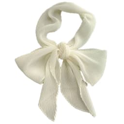 Fashionable Korean Style Pure Color Long Rectangle Silk Scarf Spring Summer Small Bowtie Wrap Versatile Pleated Trendy Neck W...