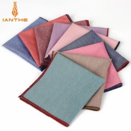 Brand New Men's Hankerchief Scarves Vintage Like Linen Hankies Men's Suits Pocket Square Handkerchiefs Solid Color 23*23cm