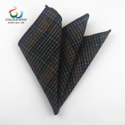 British Style Men's Wool 24*24CM Striped Cotton Handkerchief Vintage Hankies Pocket Square Set Neckwear Suit Accessories Pañuelo