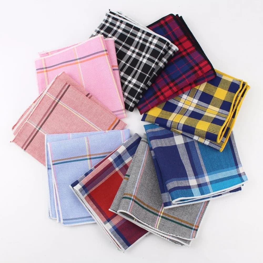 100% Cotton Hankerchief Scarves Vintage Hankies Men's Pocket Square Handkerchiefs Striped Solid Snot Rag 22*22 cm