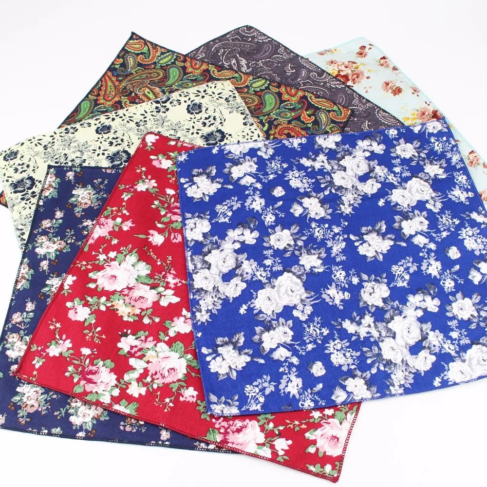 Cotton Handkerchiefs Woven Colorful Printing Flower Plaid Pocket Square Mens Casual Streak Square Pockets Handkerchief Towels