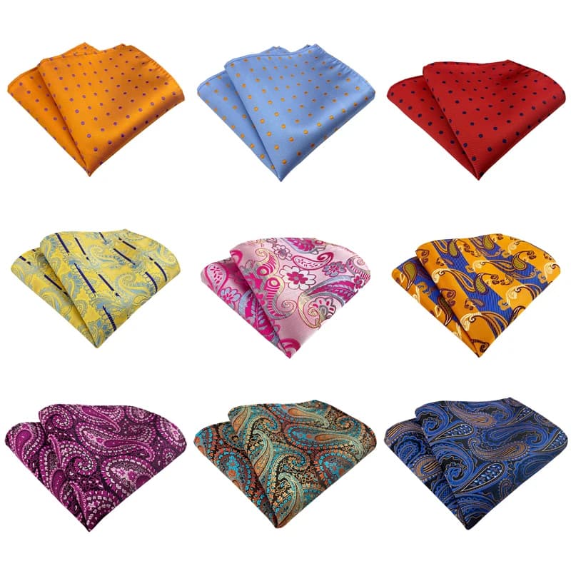 Brand Handkerchief Man Floral Paisley Striped Fit Formal Party Pocket Square Hanky Chest Towel Suit Accessories Men Necktie